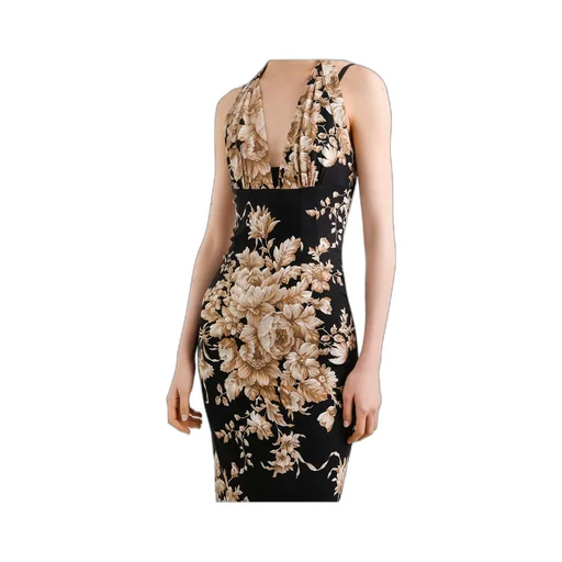 Floral-Print Halterneck Midi Dress