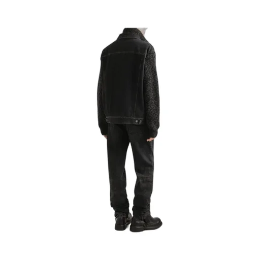 Knitted-Panel Denim Jacket