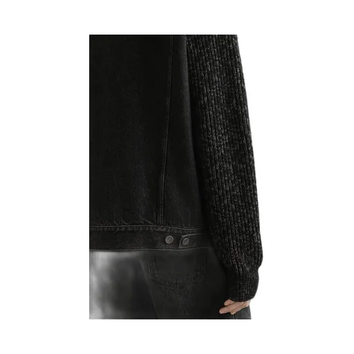 Knitted-Panel Denim Jacket
