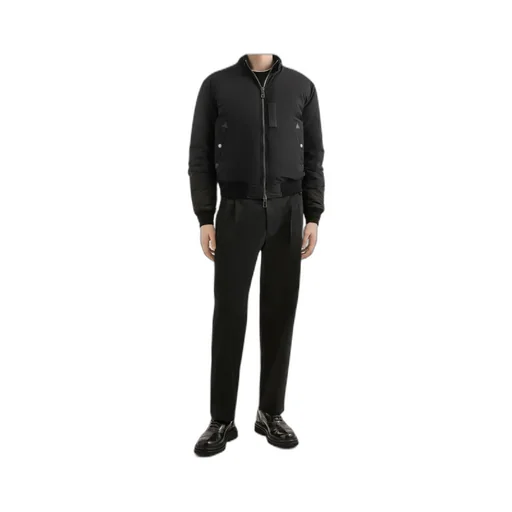 Leather-Trimmed Bomber Jacket