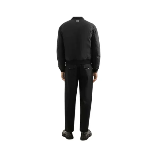 Leather-Trimmed Bomber Jacket