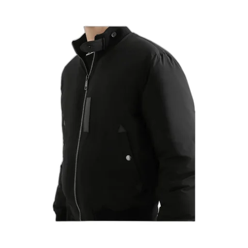 Leather-Trimmed Bomber Jacket