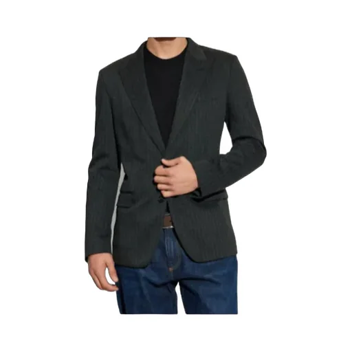 Pinstriped Single-Breasted Blazer