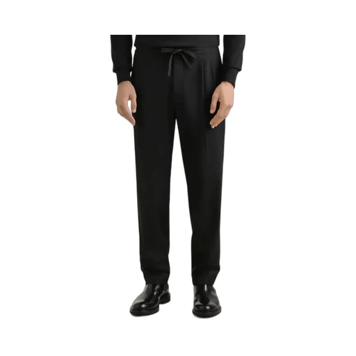 Pleated Drawstring Flannel Trousers