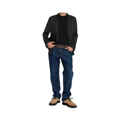 Pinstriped Single-Breasted Blazer