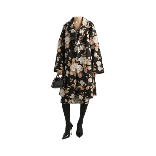 Rose-Print Square-Neck Midi Dress