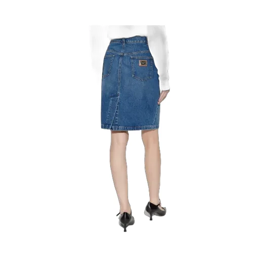 Logo-Plaque Denim Mini Skirt