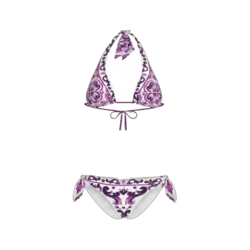 Majolica-Printed Triangle Bikini Set