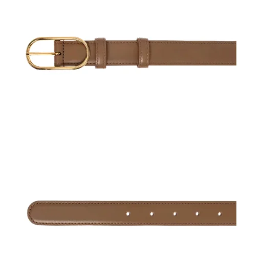 Oval Buckle Leather Belt