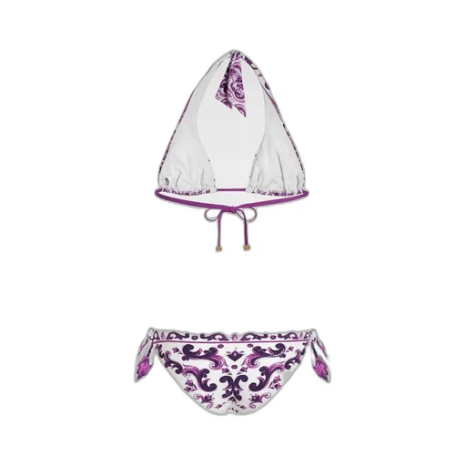 Majolica-Printed Triangle Bikini Set