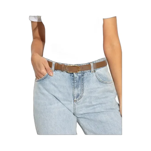 Oval Buckle Leather Belt