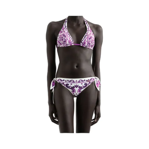 Majolica-Printed Triangle Bikini Set