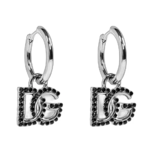 Hoop Black-Crystal Logo Earrings