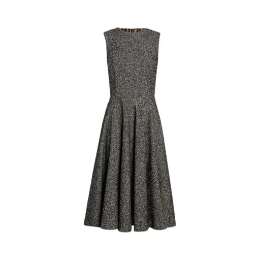 Pleat-Detail Midi Dress