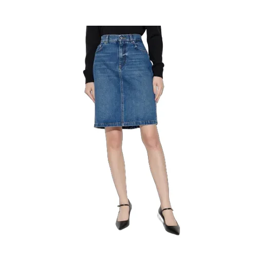 Logo-Plaque Denim Mini Skirt
