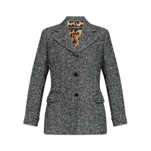 Flap-Pockets Tweed Jacket