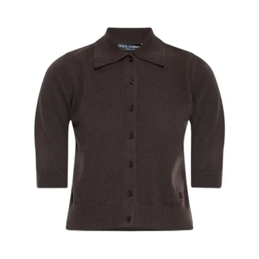 Short-Sleeve Buttoned Cardigan