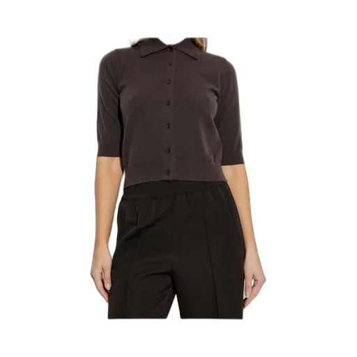 Short-Sleeve Buttoned Cardigan