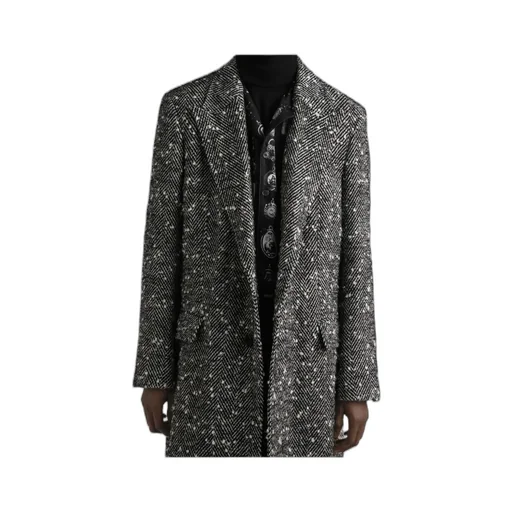 Single-Breasted Herringbone Coat