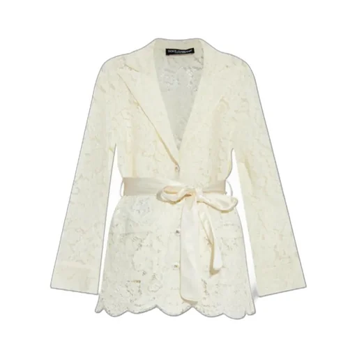 Dg Logo Floral Cordonetto Lace Pajama Shirt