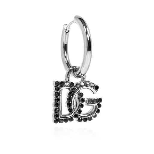 Hoop Black-Crystal Logo Earrings