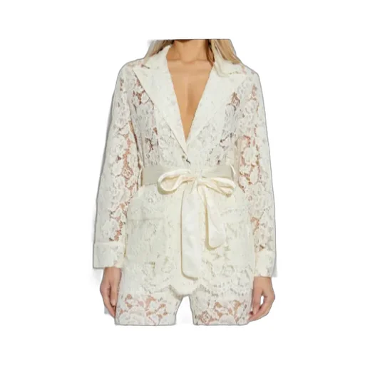 Dg Logo Floral Cordonetto Lace Pajama Shirt
