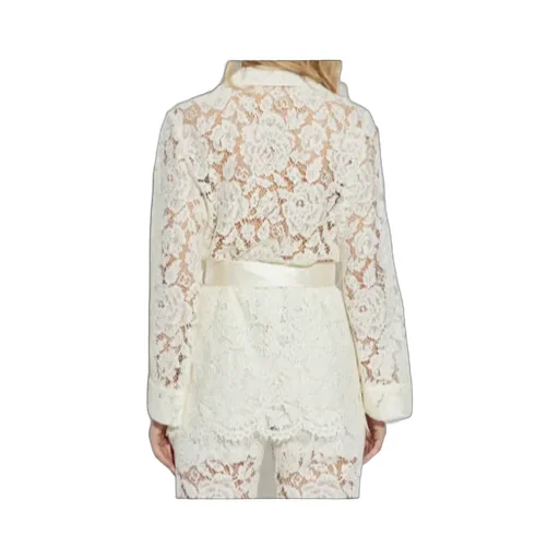Dg Logo Floral Cordonetto Lace Pajama Shirt