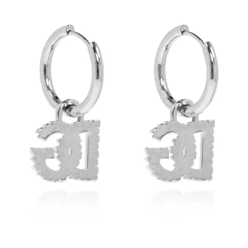 Hoop Black-Crystal Logo Earrings