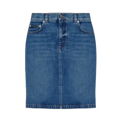 Logo-Plaque Denim Mini Skirt