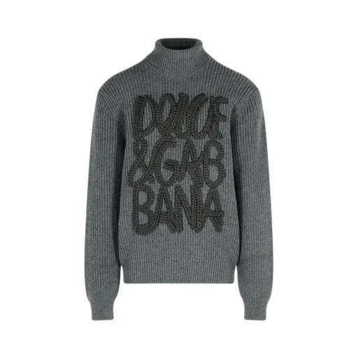 Logo-Detail Ribbed Turtleneck Sweater