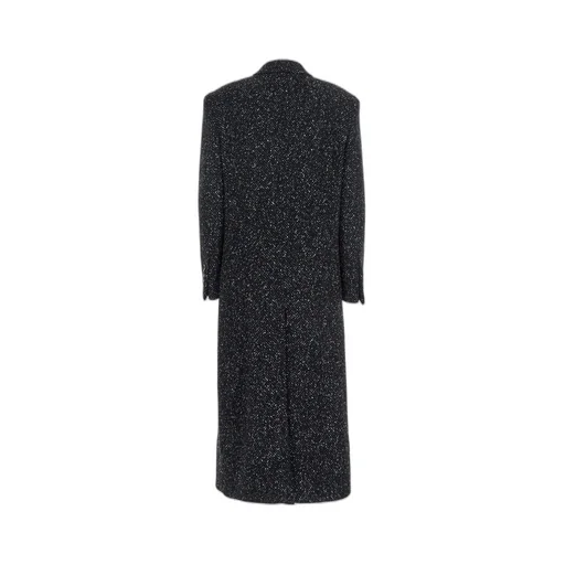 Herringbone-Pattern Double-Breasted Coat