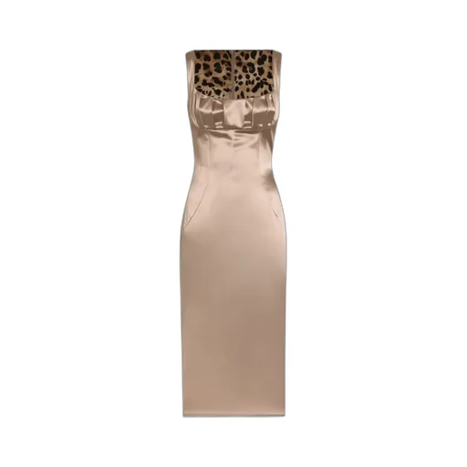 Pleat-Detail Satin Midi Dress
