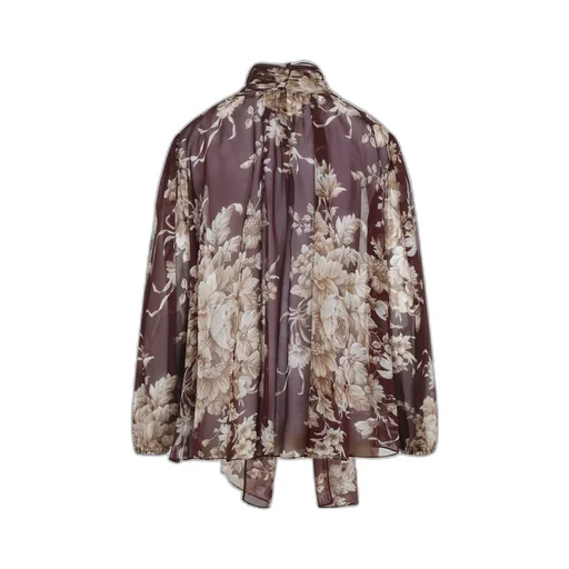 Floral-Print Bow Blouse