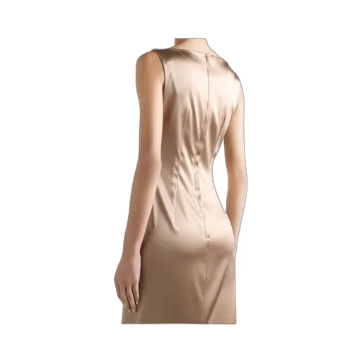 Pleat-Detail Satin Midi Dress