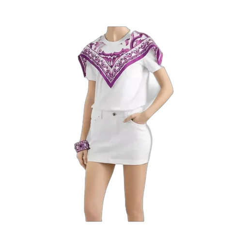 Foulard-Panelled Cotton T-Shirt