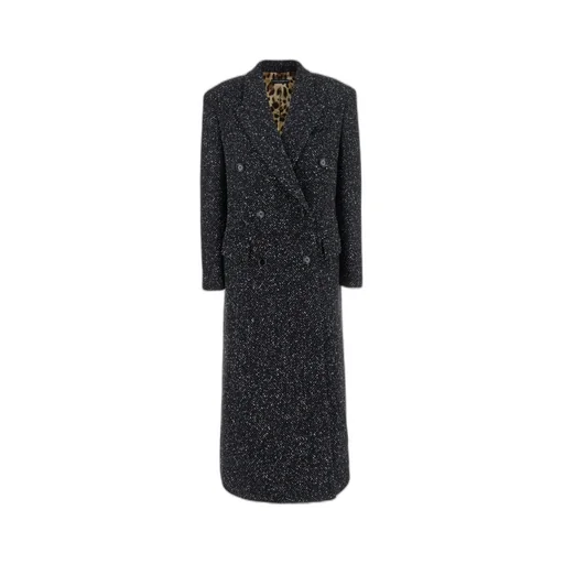 Herringbone-Pattern Double-Breasted Coat
