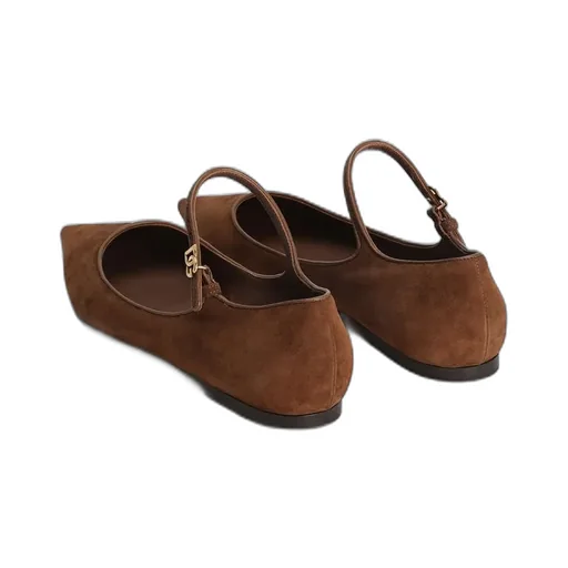 Pointed-Toe Ankle-Strap Flats