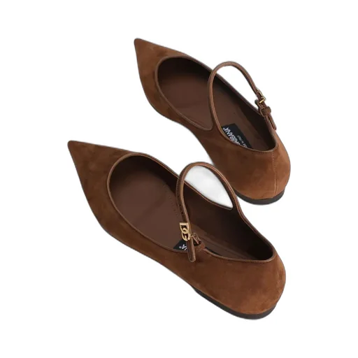Pointed-Toe Ankle-Strap Flats