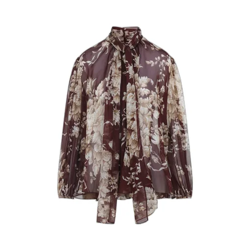 Floral-Print Bow Blouse