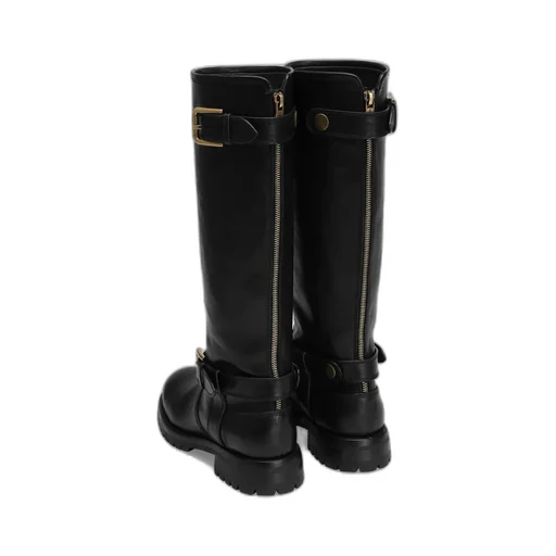 Buckle-Detail Knee-High Boots