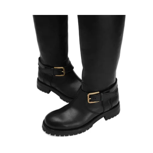 Buckle-Detail Knee-High Boots
