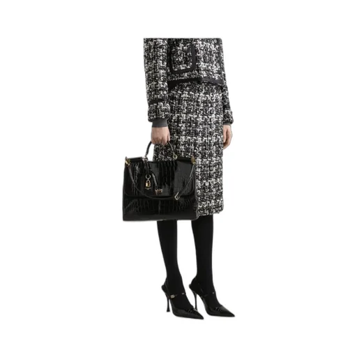 Tweed Checked Midi Skirt