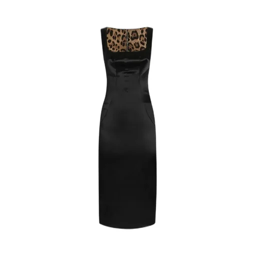Square-Neck Satin Midi Dress