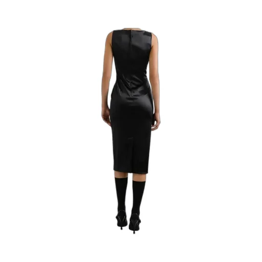 Square-Neck Satin Midi Dress