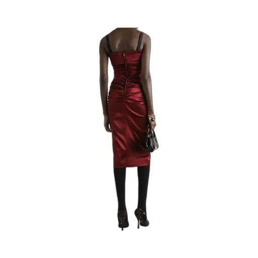 Battened Bodice Midi Satin Dress