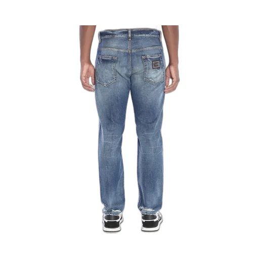 Faded-Effect Logo-Plaque Jeans