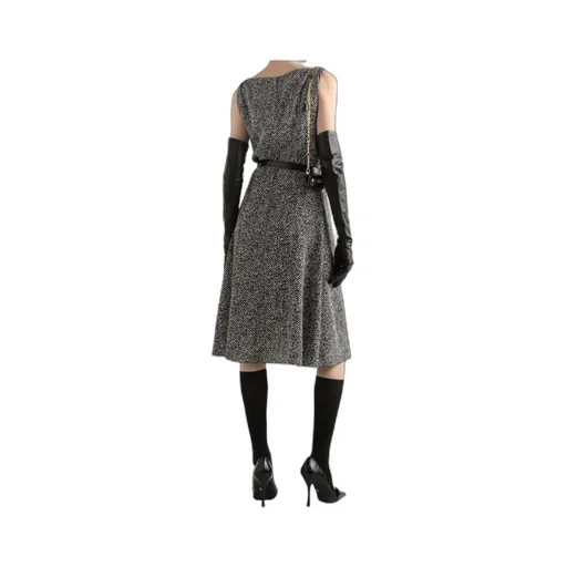 Herringbone Sleeveless Midi Dress