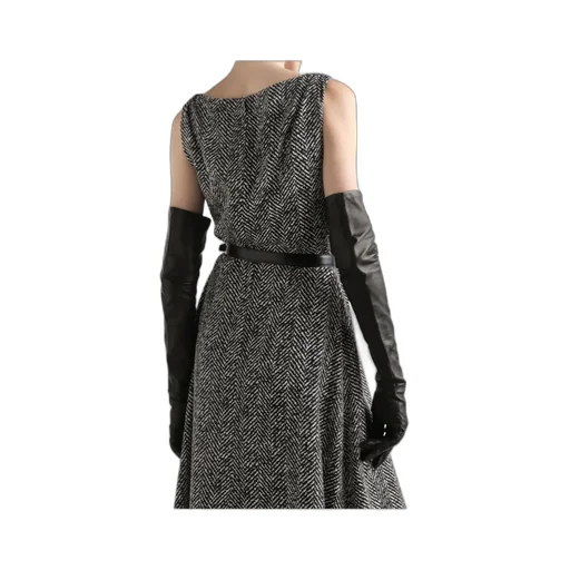 Herringbone Sleeveless Midi Dress