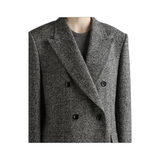 Herringbone Double-Breasted Jacket