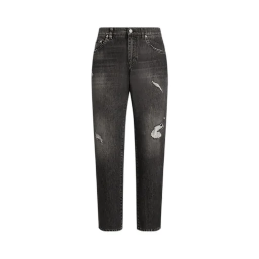 Distressed Logo Plaque Jeans
